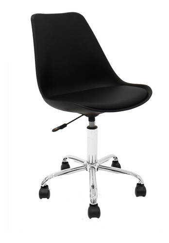 Silla Tulip Eames Negra Con Ruedas Para Escritorio Operativa