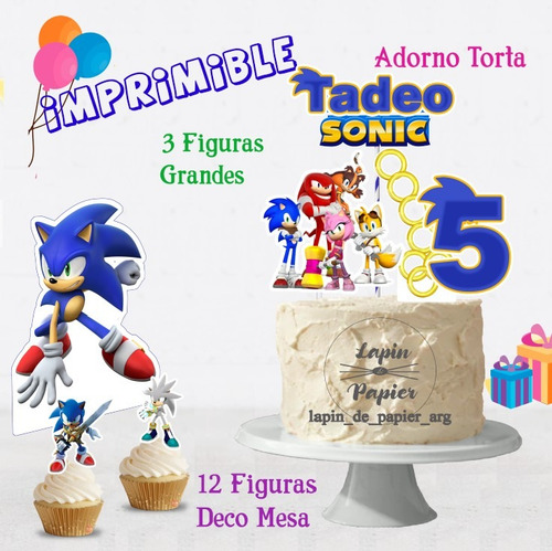 Cake Topper Imprimible Personalizado Sonic Op2