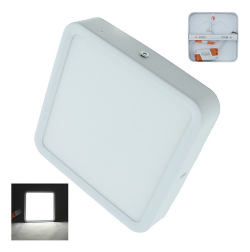 Lampara De Sobreponer Led 12w Cuadrada Para Casa Luz Blanca Color Blanco