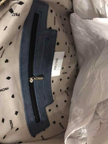Mochila Prune De Cuero Gamuzado Azulino