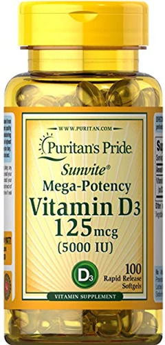 Vitamina D3 Mega Potency 5000 Ui Refuerza La Salud