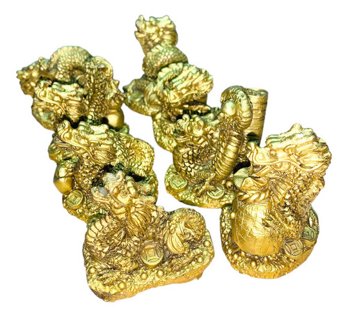 8 Figuras Dragon Chino Dorado Amuleto Prosperidad Año Chino