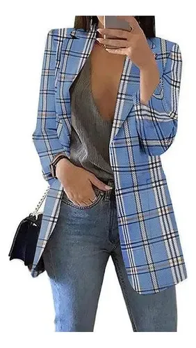 Solapa De Traje Casual A Cuadros De Moda Blazer Mujer B [u] | Meses sin ...