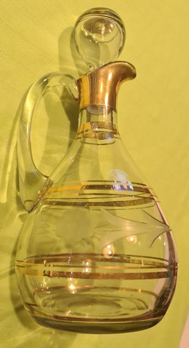 Antiguo Botellón Licorera De Vidrio Dorado Con Tapa (Usado)