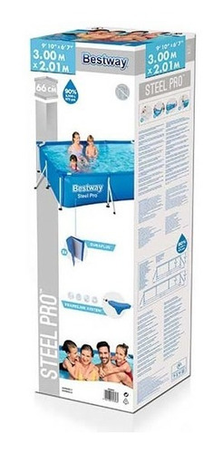 Imagen 3 de 3 de Alberca estructural rectangular Bestway 56404 con capacidad de 3300 litros de 3m de largo x 2.01m de ancho azul