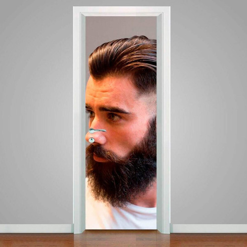 Adesivo Para Porta Homem Com Barba 1-63x210cm