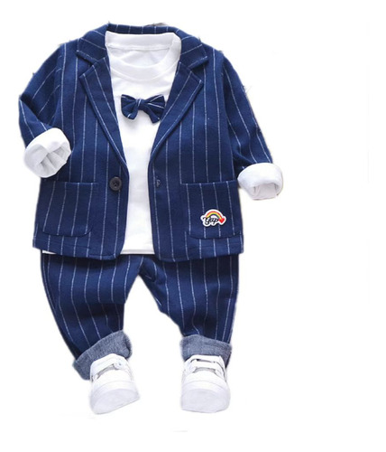 Traje De Rayas Para Niños, Traje De Vestir De Tres Piezas, R