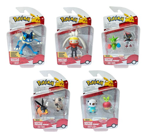 5 Pack Figuras Pokémon Battle Frogadier Raboot Tepig Roselia