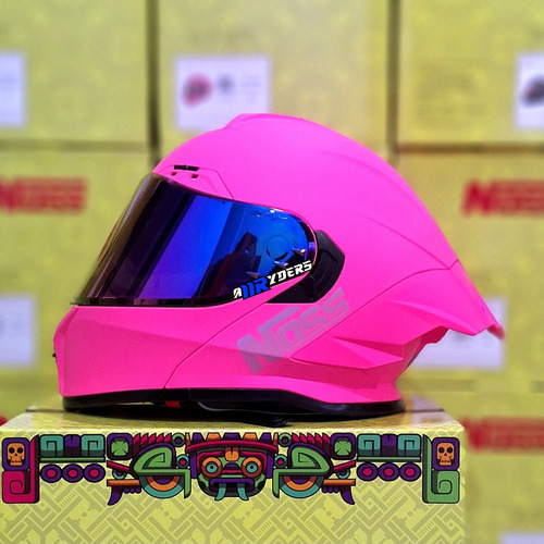 Casco Moto Super Deportivo Abatible Noss X90 Certificado Rosa Mate Solido 2xl