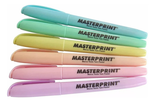 Caneta Marca Texto Pastel Masterprint Caixa Com 6 Unidades