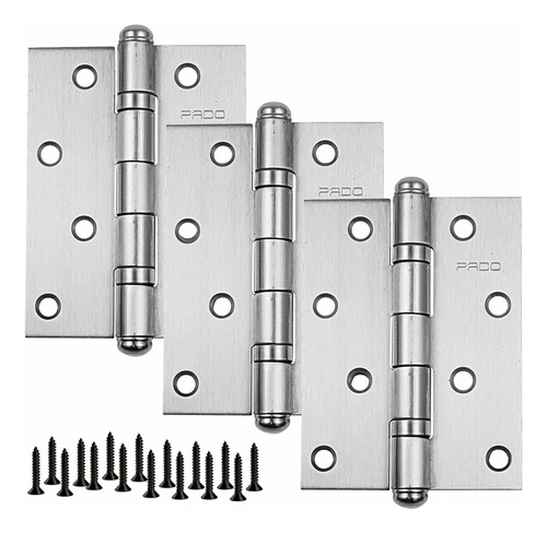 Dobradiça Porta Pado 4030 Inox Escovado 4' Rolamentada 3 Pçs