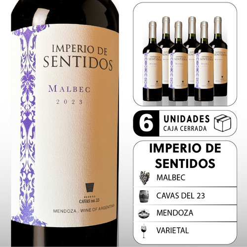 Imperio De Sentidos Malbec 2023 X 6bot De 750cc