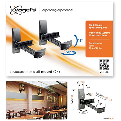 Soporte Universal De Pared Para Altavoz Vlb 200 De Vogel's,