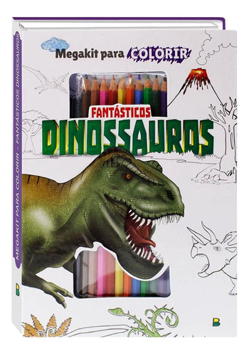 Megakit Para Colorir Com Lápis Cor Fantásticos Dinossauros