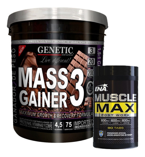 Crecimiento Muscular Gainer 4,5 Kg Aminos Muscle Max Genetic