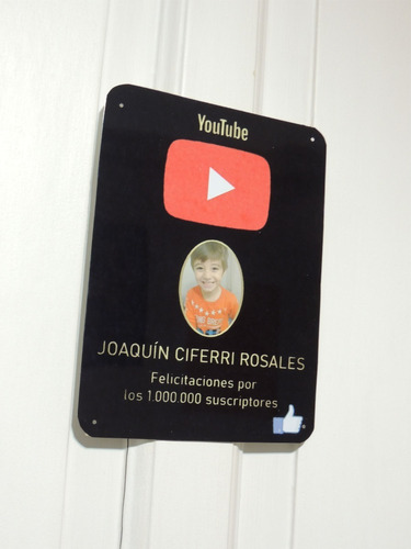 Chapa S Conmemorativa Placa Youtube Personalizada Botón Rojo