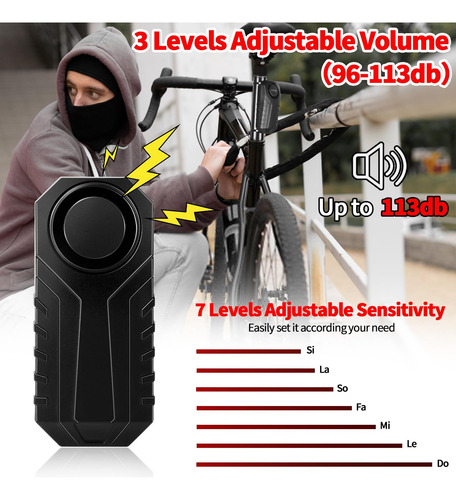 Alarma Antirrobo Para Bicicleta De 113 Db Con Control Remoto