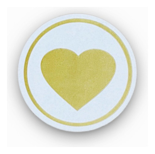 Etiquetas adhesivas en forma de corazón con marco, 500 unidades, color dorado