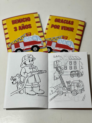 Librito Para Colorear Personalizado X 10 Camión De Bombero