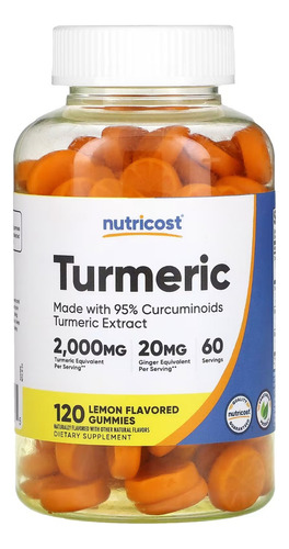 Nutricost Cúrcuma Turmeric 2000mg 120 Gomitas Sabor Limón