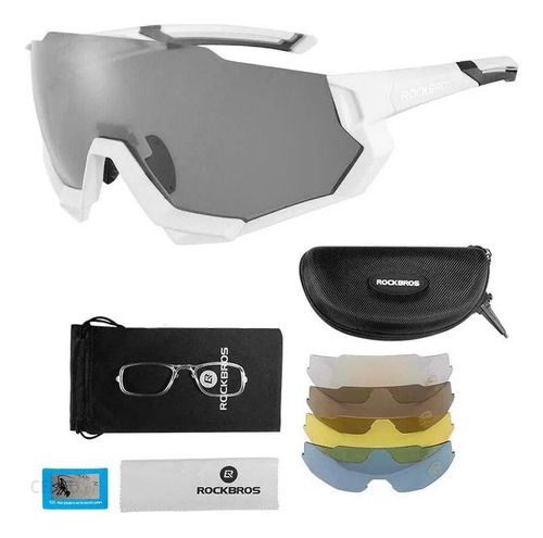 Lentes Rockbros Con 5 Cristales Intercambiables Blanco