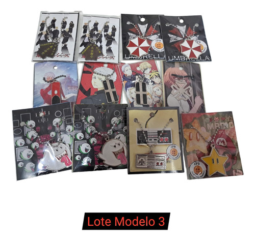 Lote Collares Colgantes Anime Manga X12 Surtidos Modelo3 Negro