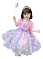 Comprar Falda De Princesa Luminosa Led Elsa Para Niñas, Fiesta De Cumpleaños, Frozen Vestido De Princesa Disfraz De Reina Disfraz De Cosplay Con Accesorios