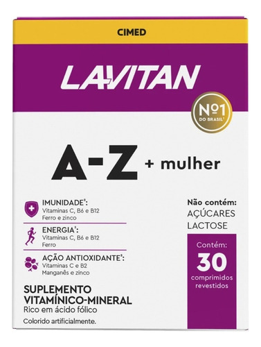 Multivitaminico - Lavitan  - A-Z + Mulher - 30 Capsulas - Sem sabor