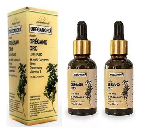 Aceite De Orégano Oro / Pack 100% Puro 30 Ml/ Madre Tierra.