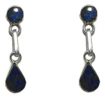 Comprar Aros Gota Lapislázuli Colgante Alargado Plata Fina 925