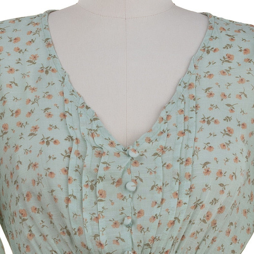 Imagen 4 de 7 de Blusa Corta Floral Manga Larga Botones Romantica Fresca.