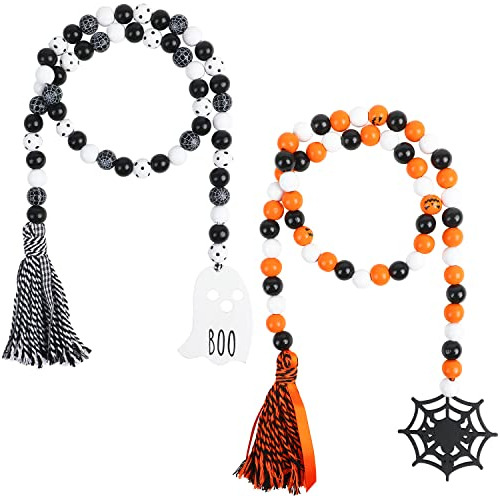 2 Paquetes Guirnalda De Madera Halloween Borlas 39.3 Pu...