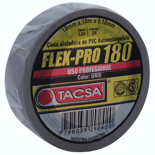 Cinta Aisladora Tacsa Flex-pro 180 X 10mts Colores Pack X50