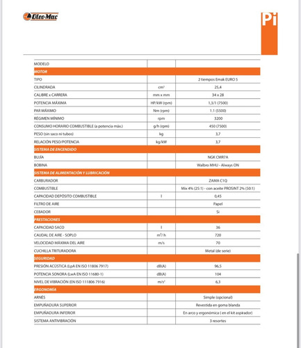 Soplador Manual Oleomac 25,4cc
