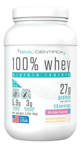 comprar Proteína Whey Protein 100% Isolate 1kg 30 Servicios - Sabor Birthday Cupcake - Baal Cientifica