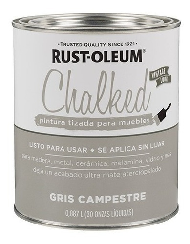 Chalked Paint Gris Campestre Pintura Tizada Muebles Lata 1l