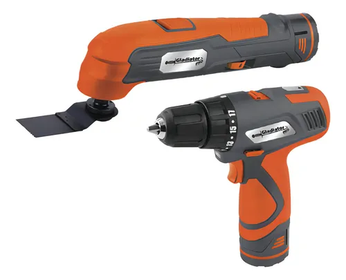 Taladro Atornillador + Multitools Gladiator Tmu812kbvm Fama Color Naranja