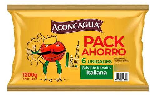 Pack Salsa De Tomate Italiana Aconcagua 6 Un De 200 Gr
