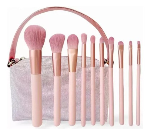 Rubyface® Set Brocha Maquillaje De 10 Piezas Con Cartera