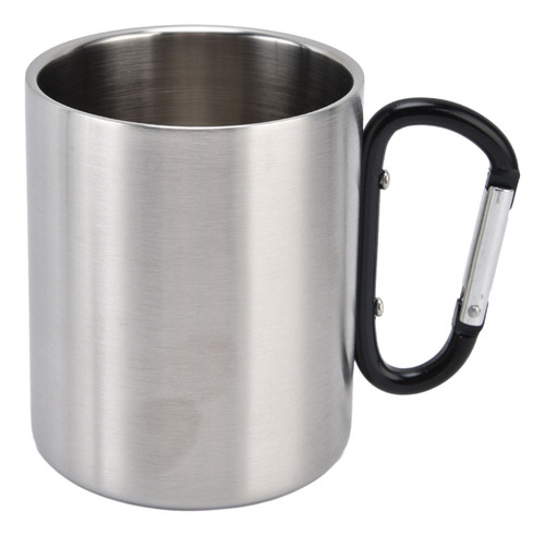 Taza Negra De Acero Inoxidable De 360 Ml, Doble Pared, Cómod