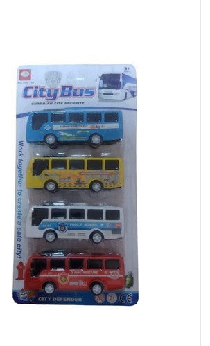 Set De 4 Autobuses De Metal Pequeño Colores Y Diseños