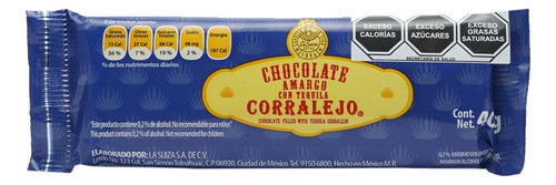 Chocolate Amargo Tequila Corralejo 12pz 40g C/u Tablilla