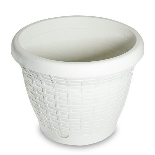 Maceta  Macetero Plastica Turquia Rattan Marfil Mate 20 Cm