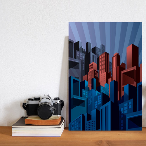 Placa Decorativa Super Heróis Geek Cidade 30x40 Envelopada