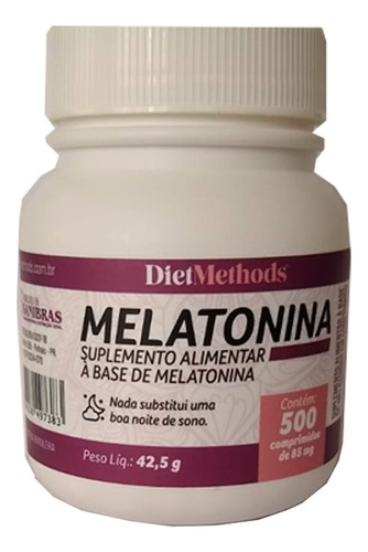 Melatonina - 500 Comprimidos Diet Methods - Sanibras Sabor Sem Sabor