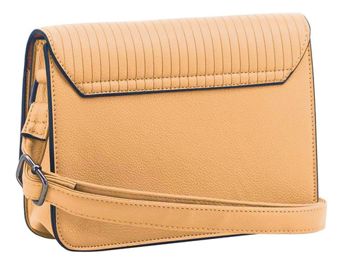 Cartera Amayra Eco De Cuero Con Tapa Y Correa Ajustable Ama 67.c2768.2 Camel Lisa Black Gun Caqui