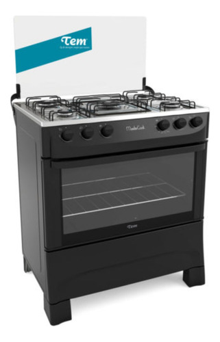 Cocina Tem Mastercook 5 Hornallas Negra Puerta Con Visor