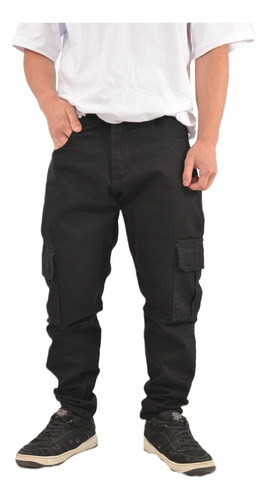 Jeans Mom Cargo Negro Hombre Pantalones Jean 