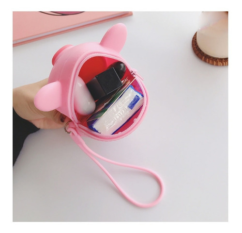 Monedero Bolsa Bolso De Silicona Con Cadena Para Colgar Color Rosa Claro
