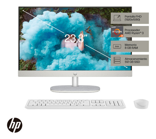 All-in-one Hp 24-cr0019la Amd Ryzen 3 Blanco